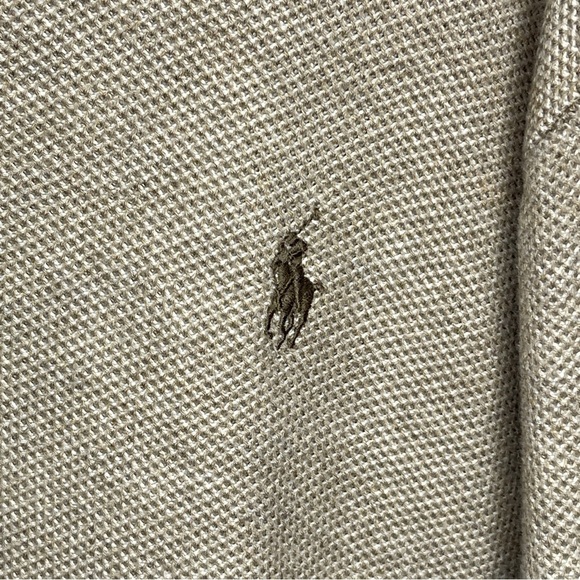 Polo Ralph Lauren Pima Cotton XL Quarter Zip Waffle Knit Sweater Beige Tan Brown - Picture 2 of 9